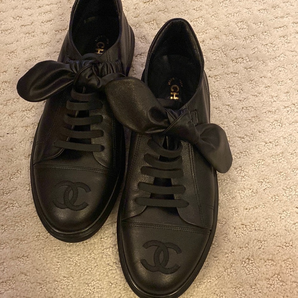 Custom made CC black leather shoes. Sz 9